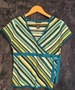 WOMEN`S NEW YORK & COMPANY BLOUSE SIZE M Blue/WHITE - Picture 1 of 6