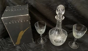 TOSCANY YUGOSLAVIA FINE HAND CUT LEAD CRYSTAL AUGUSTA DECANTER w/ Box, Glasses - Picture 1 of 7