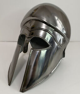 Medieval Antiqued Corinthian Helmet Stainless Steel Greek Silver Helmet - NICE!