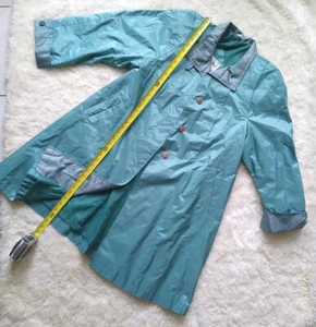 BRITISH MIST Sz 10 Rn 48689 Teal Green Belted Trenchcoat Rain Jacket, Pre-owned  - Picture 1 of 14