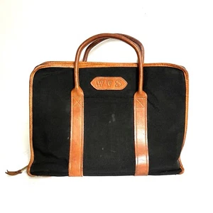Vintage Slim Waxed Canvas & Leather Briefcase Satchel - Picture 1 of 9