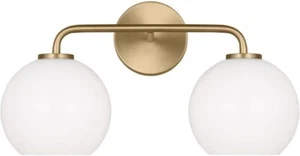 Generation Lighting 4002582-848 2-Light Vanity Brass Frosted Globes New - Picture 1 of 5