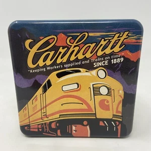 CARHARTT TIN Embossed TRAIN LOCOMOTIVE Theme EMPTY Wallet Gift Presentation Box - Picture 1 of 4