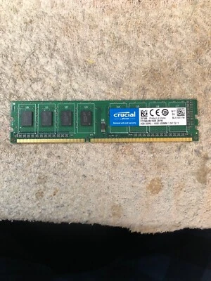 2GB DDR3 1600MHz PC3-12800 2GB Crucial CT25664BA160 UDIMM SDRAM FULLY TESTED - Image 1 of 2