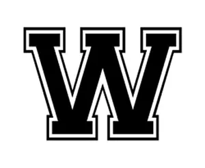 Varsity College Lettering - Letter W- Car Tablet Vinyl Decal - Picture 1 of 1