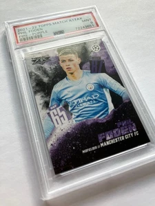 Phil Foden 2021-22 Topps Match Attax Fire Purple /100 - PSA 9 MINT POP 1 - Picture 1 of 4