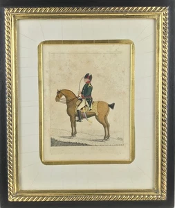 military caricature John Kay original unknown horse Rider  with gold black frame - Picture 1 of 4