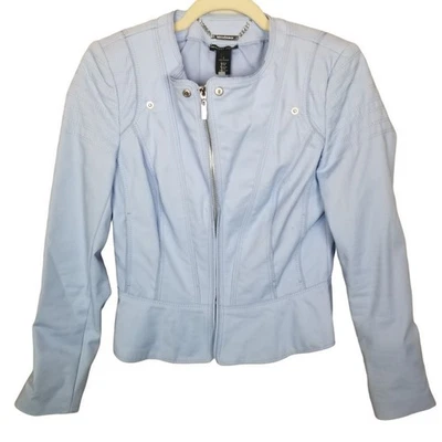 Женская мотокуртка White House Black Market 2 синяя с длинным рукавом идеальной формы - Изображение 1 из 4