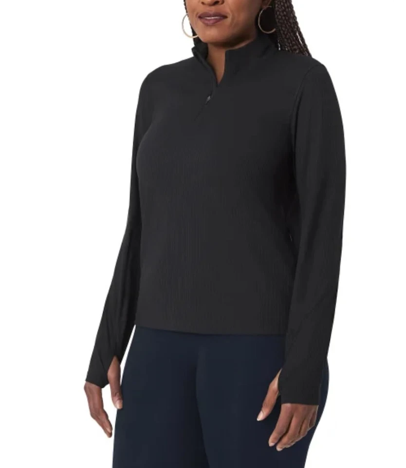 Women's Mondetta Active Ribbed Black 1/2 Zip Pullover Size Medium