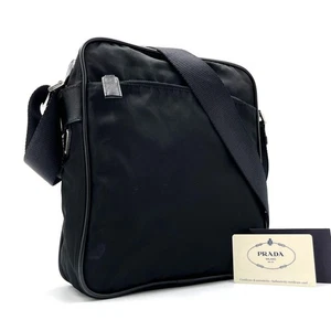 Prada Unisex Black Shoulder Bag, Triangle Logo, Crossbody, White Tag - Picture 1 of 10