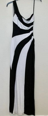 XOXO Maxi Dress Sleeveless Stretch Stripes White/Black Size M Made USA - Image 1 of 4