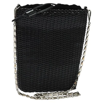 GUCCI Bolso de Hombro Cadena Paja Negro Auténtico nb112 Foto 1 de 4