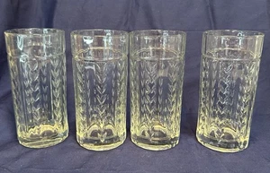 (4) Vtg 6.25” ANCHOR HOCKING VERTICAL LAUREL LEAF DESIGN CLEAR GLASSES 160Z - Picture 1 of 17