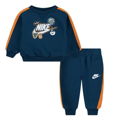Nike Tuta da Neonati Girocollo Fleece Blu Taglia 24 M Codice 66N497-U48 - Immagine 1 di 4