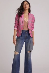 NWOT Hutch Anthropologie Tailored Blazer Jacket Coat Textured Floral Pink Size S - Picture 1 of 15