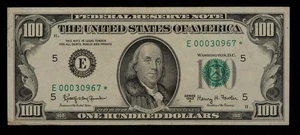 FR 2163-E* $100 1963 A Federal Reserve Note US - Star Note - VF - SKU-CA1456 - Picture 1 of 2