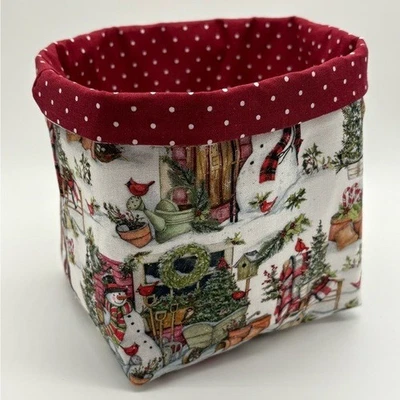 Cesta de tela de Navidad hecha a mano Navidad muñeco de nieve cesta Foto 1 de 3