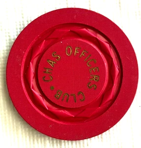 Ficha de póker vintage roja de $1,00 Chas Officer's Club - Base de la Fuerza Aérea de Charleston - Imagen 1 de 2