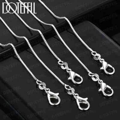 Collar Cadena Caja 1MM Placa Plata 925 Plata 5/10/100pcs/Lote 16-30 Pulgadas Foto 1 de 4