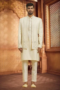 Kurta Pajama Jacket 3PC Set Mens Wedding Indo Western,Traditional Ethnic Wear - Picture 1 of 4