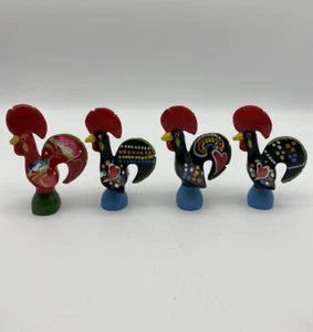 Lot 4 Rooster of Barcelos Ceramic Hand Painted 3.5'' - Picture 1 of 12