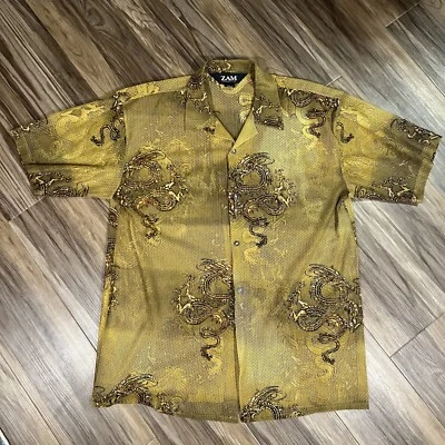 Camisa De Colección Zam Colección Dragón Abotonada Para Hombre Talla XL Amarilla AOP Foto 1 de 4