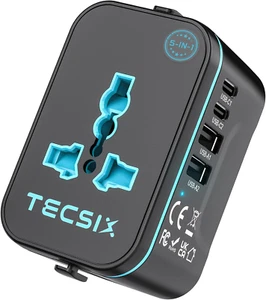 Universal Travel Adapter Worldwide, European Travel Plug Adapter with 2 USB C, - Picture 1 of 9