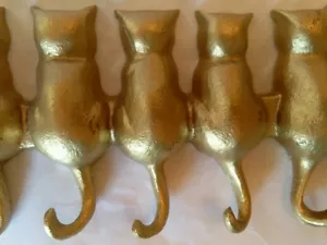 Cat Key Hook Brass Hooks for the Lady With all the Cats & Keys 8" x 3.25" x .5" - Picture 1 of 12