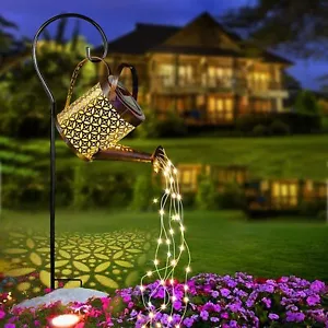 LED SOLAR LEUCHTE GIEßKANNE DEKO-KANNE LED WASSERFALL FÜR GARTEN AUßEN LAMPEN DE - Bild 1 von 13