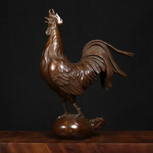 6.1lb Ancient Chinese Handcrafted Brass Exquisite big cock statues gift s220 - Picture 1 of 9