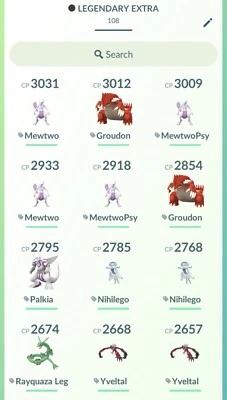 Pokemon GO🐉 - LEGENDARY/ULTRABEAST List  (Registered or 30 Days) - Bild 1 von 2