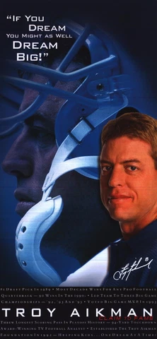 Sports Poster~Troy Aikman Motivational Dream Big Cowboys Dallas NFL Tribute New~ Cover