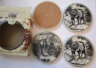 Coasters - 4 Marble stone - Hand painted faux marble round cork back