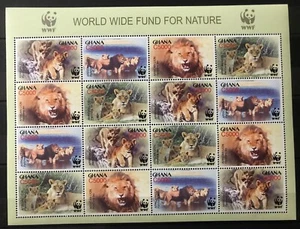Ghana - WWF / Lions / Wild Cats - Timbres - stamps - MNH** - CB1 - Picture 1 of 1