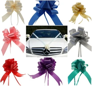 Wedding Car Decoration Kit 3 Large 50mm Pull Bows & 8 Metres Of Ribbon 16 colors - Picture 1 of 17