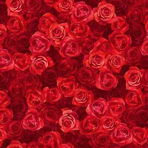 Gorgeous, Packed, Scarlet Roses, Fabric, Flower Shoppe, Hoffman  W5476H-78 - Picture 1 of 1