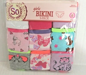 SO Girl's 9-Pack Bikini Panties Underwear Briefs Size 12 Multi-Color Assorted - Picture 1 of 3