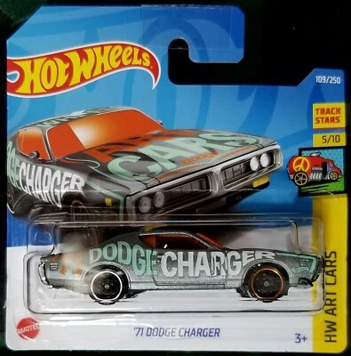HOT WHEELS 2022 '71 DODGE CHARGER HW ART CARS Scala 1:64 Made in Malaysia HCW33 - Immagine 1 di 4