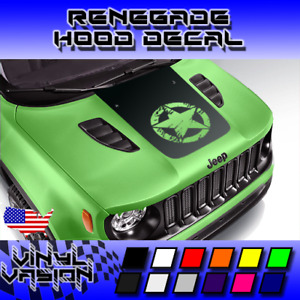 Distressed Star Hood Stripe Vinyl Decal Sticker for Jeep Renegade 2015 - 2024