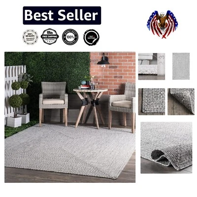 Kid and Pet-Friendly 6' Square Grey Area Rug for High Traffic Areas - Image 1 of 4