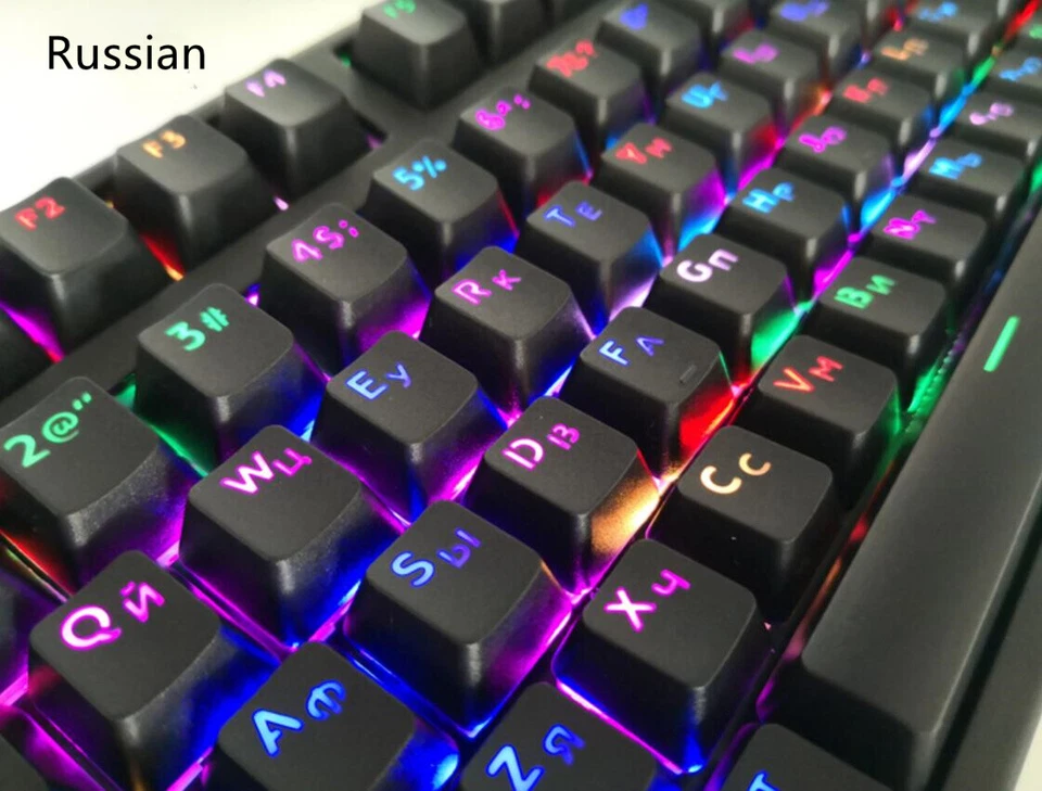 104 Key Korean Russian Backlit Keycap OEM Profile Keycaps for Cherry MX Keyboard - Image 1 of 4