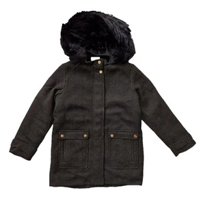 NEXT Black Winter Coat Faux Fur Trim Hood Girls 12 Years RRP £53 - Picture 1 of 5