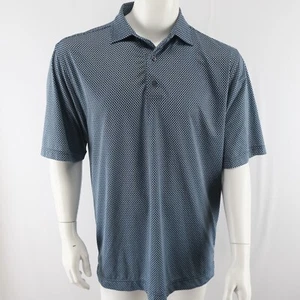 FJ Footjoy Golf Polo Shirt Mens Medium Blue Geometric Star Pattern - Picture 1 of 9