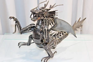 Unique Recycled Scrap Metal Art Large Dragon 14" x 8" x 7.5" A Beauty - Picture 1 of 3