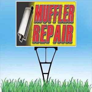 18"x24" MUFFLER REPAIR Outdoor Yard Sign & Stake Sidewalk Lawn Auto Shop Exhaust - Picture 1 of 2