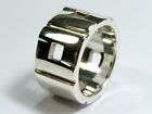 FABULOUS GENUINE SOLID STERLING SILVER GUCCI WIDE G CUT OUT RING BAND UK O½