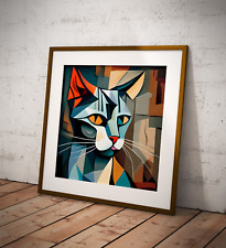 Picasso Cat portrait wall art print | Pablo Picasso poster 30x30cm