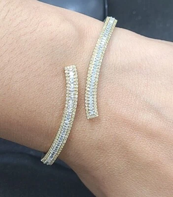 OFERTA:! Brazalete Brazalete Brazalete Diamante Baguette Genuino Natural 0.90CT Oro 10K Foto 1 de 4
