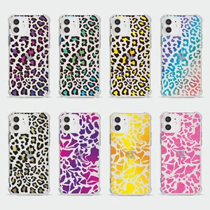 CASE FOR IPHONE 15 14 13 12 11 SE SHOCKPROOF SILICONE COVER ANIMAL PRINT NEON - Picture 1 of 34