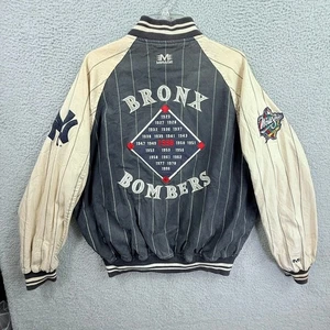 Vintage NY Yankees Jacke Bronx Bombers Herren Large World Series Wende Nadelstreifen - Bild 1 von 24